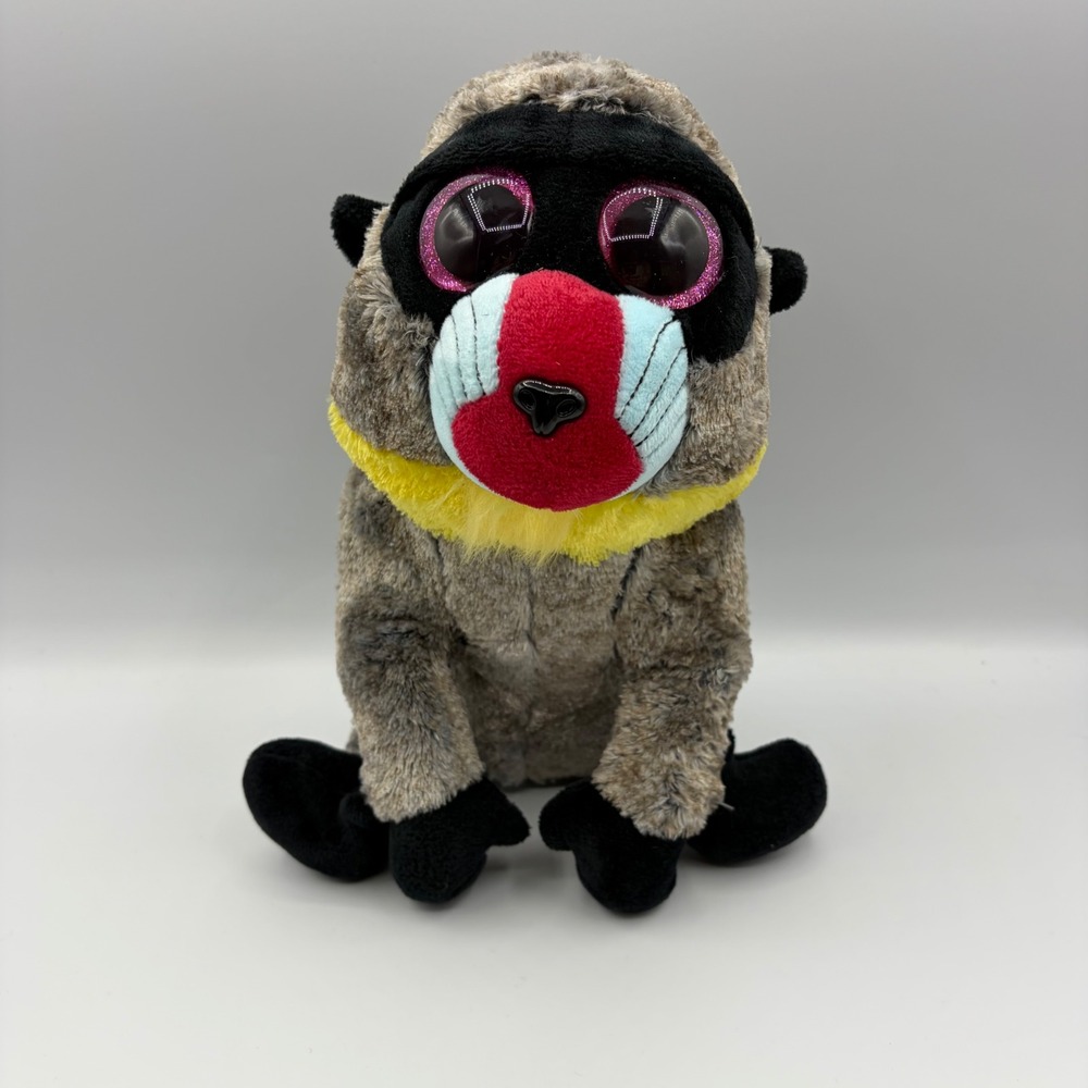Ty Beanie Boos Wasabi Baboon Medium 10 inch Plush Monkey Pink Glitter Eyes 2018